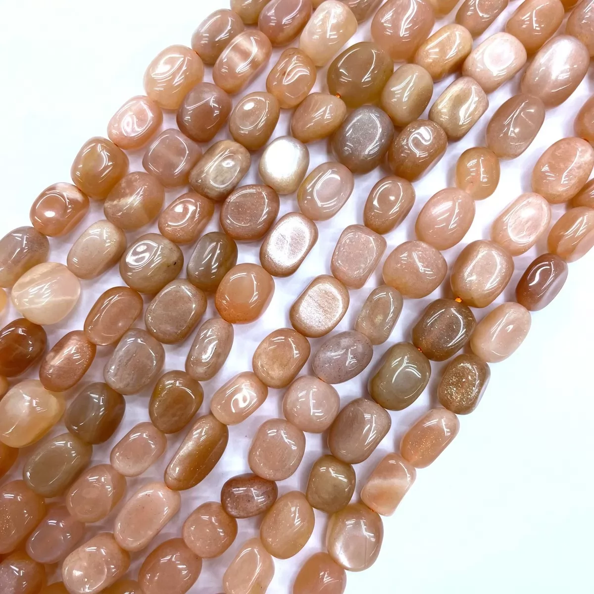 Peach Moonstone, Plain Nuggets,8x8mm, Approx 380mm