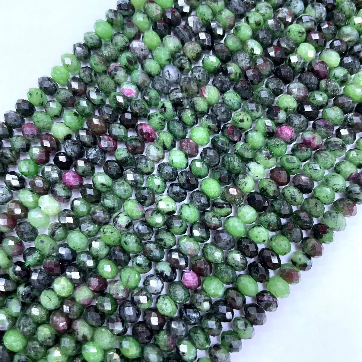Ruby Zoisite, Faceted Rondelle, 6-10mm, Approx 380mm