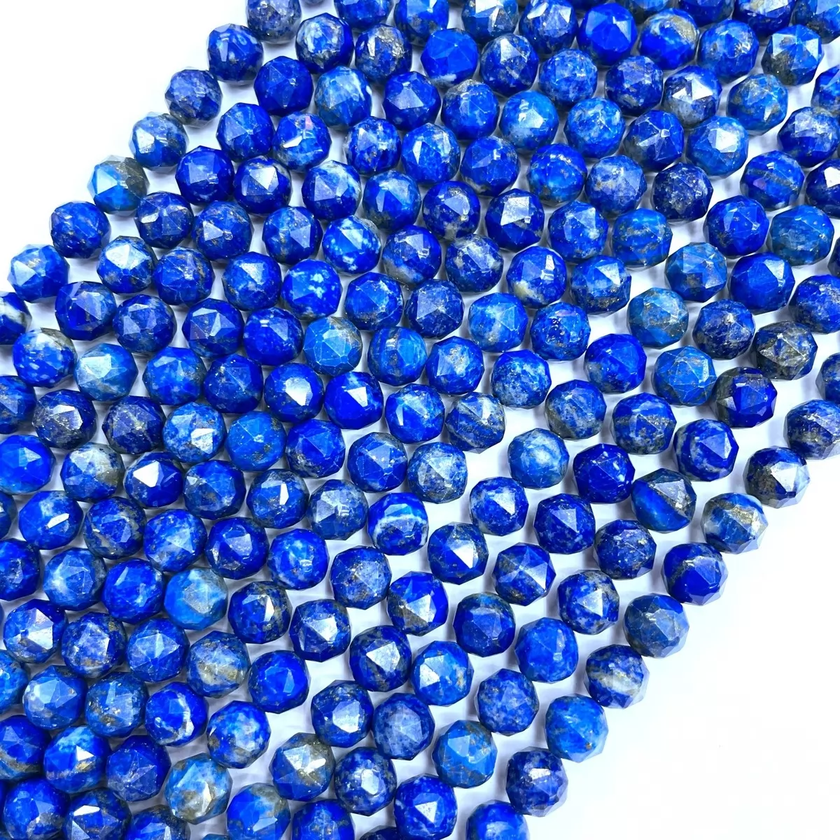 Lapis Lazuli, Diamond Faceted Round,8-10mm, Approx 380mm