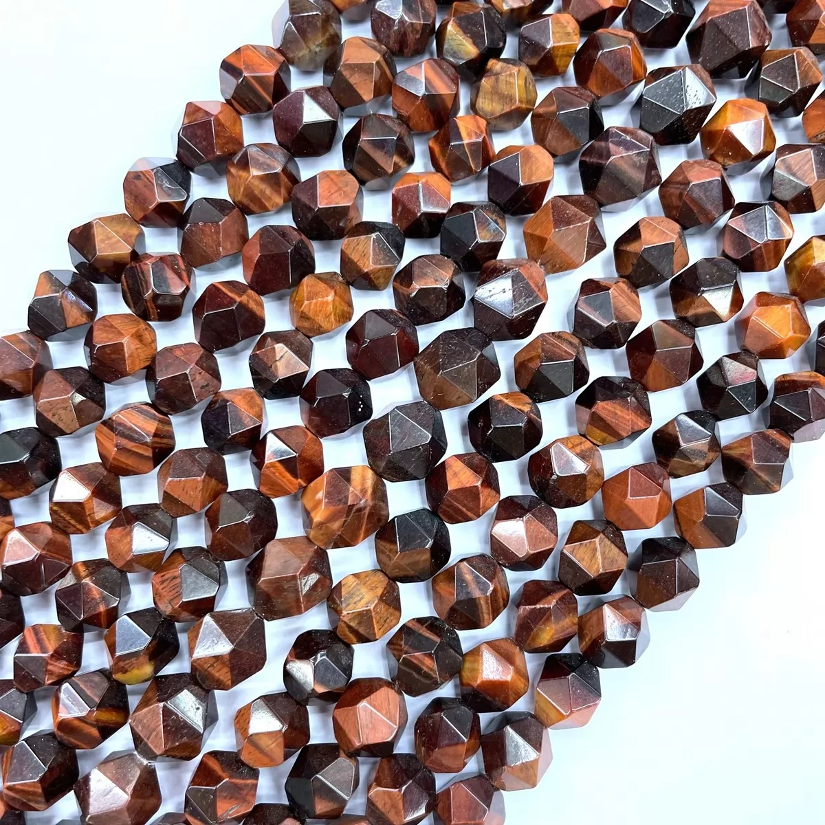 Red Tiger Eye, Star Faceted Round,8-10mm, Approx 380mm