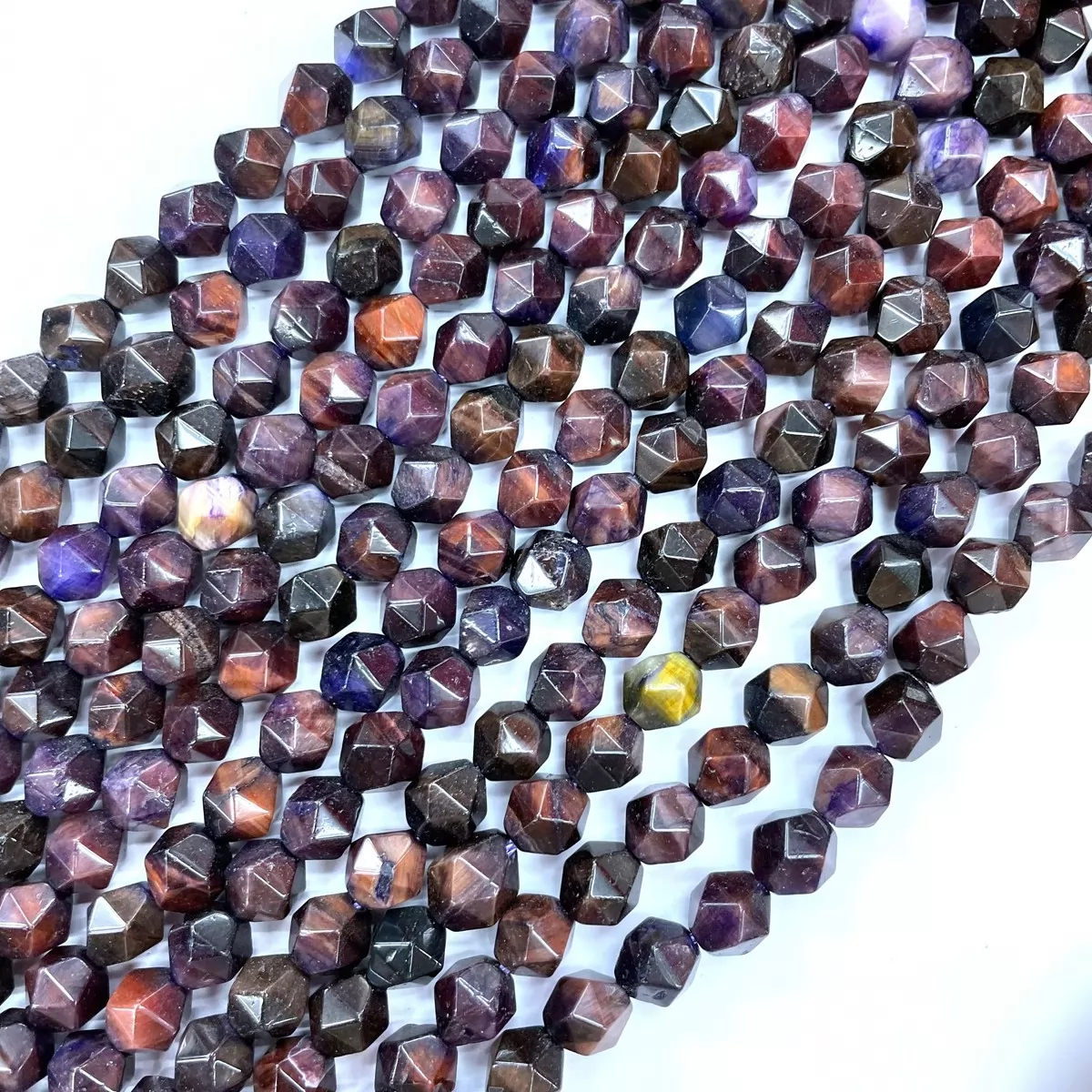 Purple Tiger Eye, Star Faceted Round,8-10mm, Approx 380mm