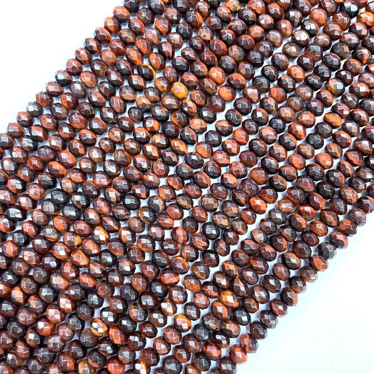 Red Tiger Eye, Faceted Rondelle, 6-10mm, Approx 380mm