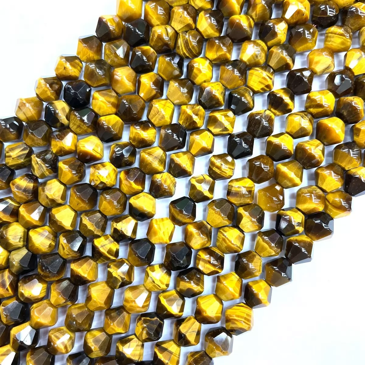 Yellow Tiger Eye, Faceted Satellite,8mm, Approx 380mm