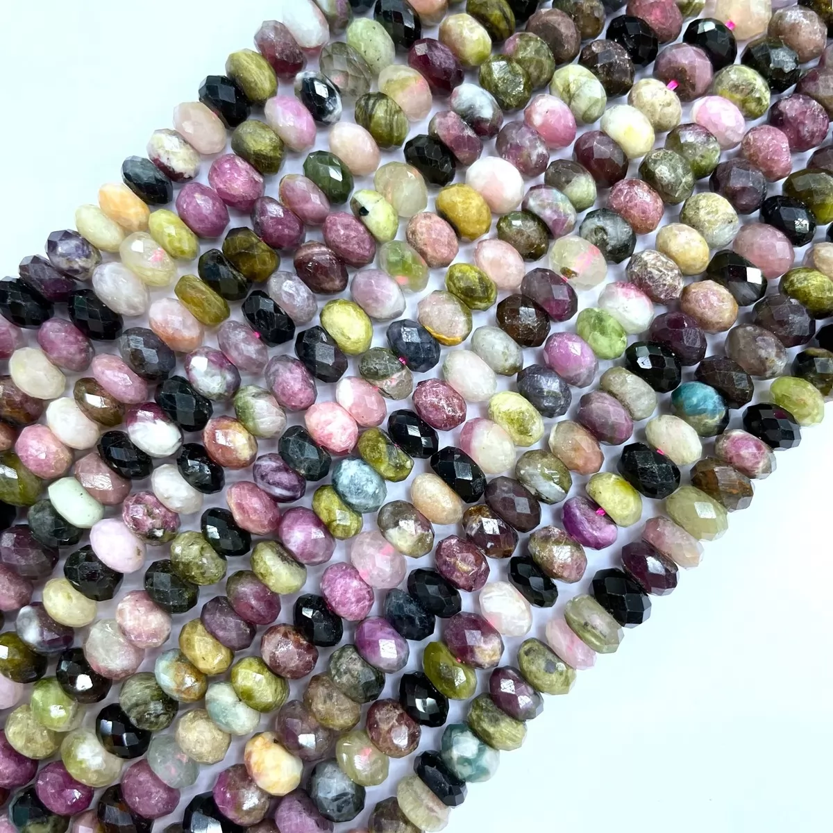 Multicolor Tourmaline, Faceted Rondelle, 6-10mm, Approx 380mm