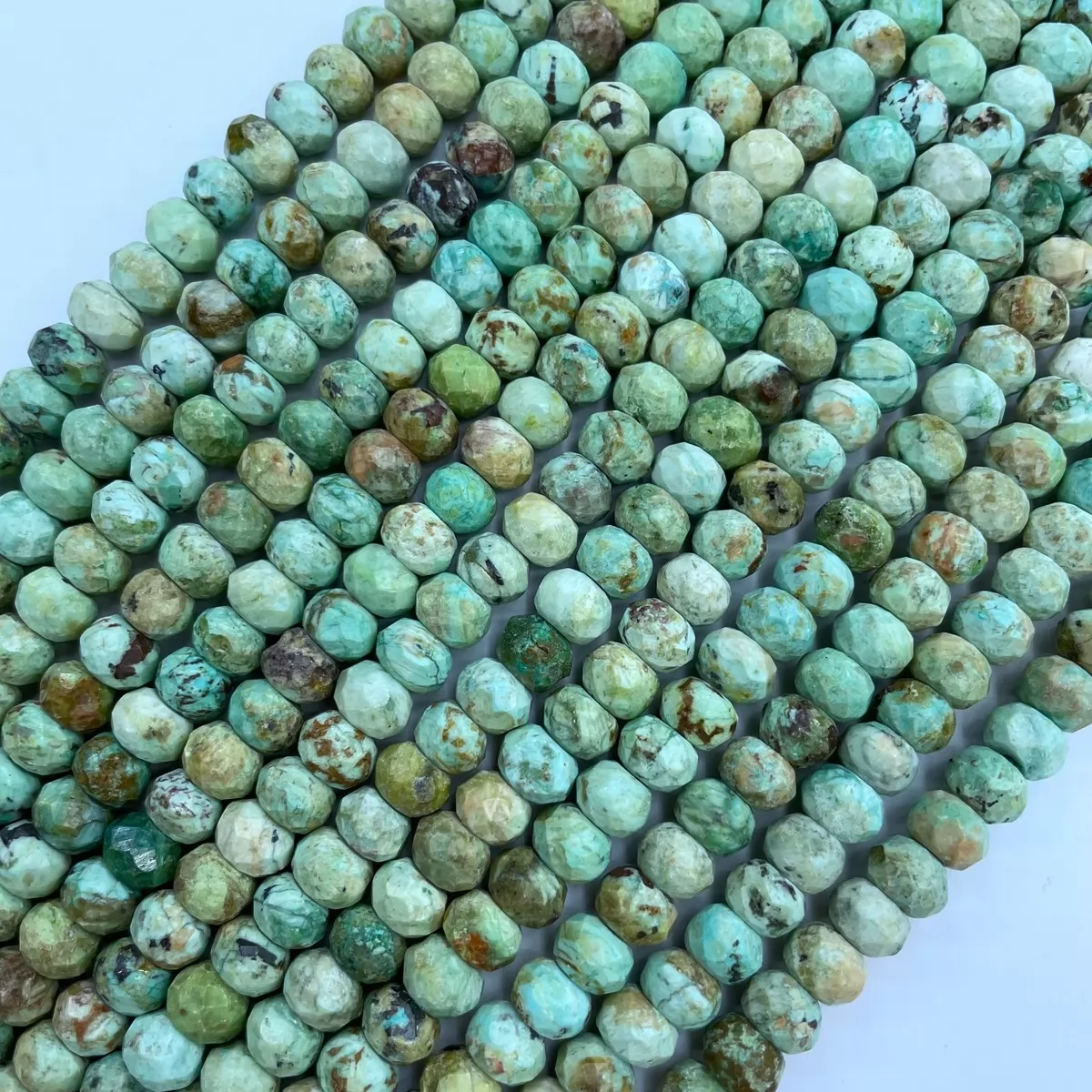 Turquoise, Faceted Rondelle, 6-10mm, Approx 380mm