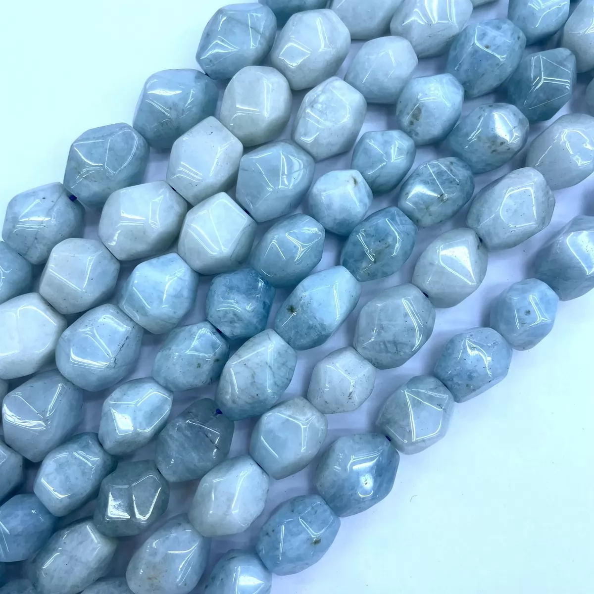Aquamarine, Irregular Faceted Nuggets,12x14mm, Approx 380mm