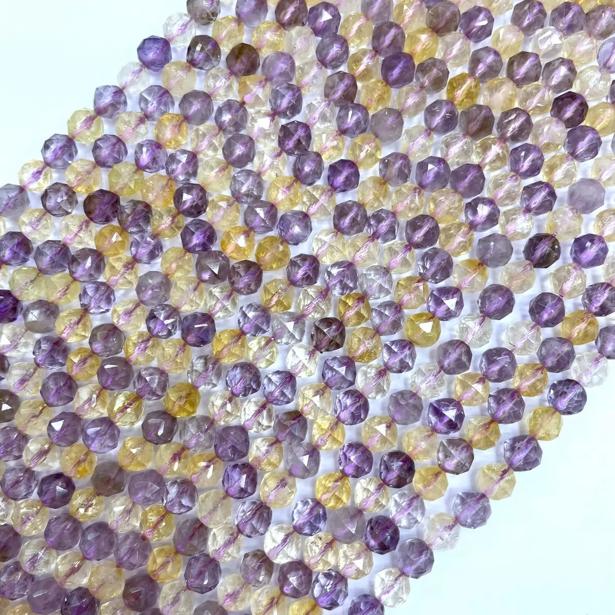 Amethyst Citrine, , Diamond Faceted Round,8-10mm, Approx 380mm
