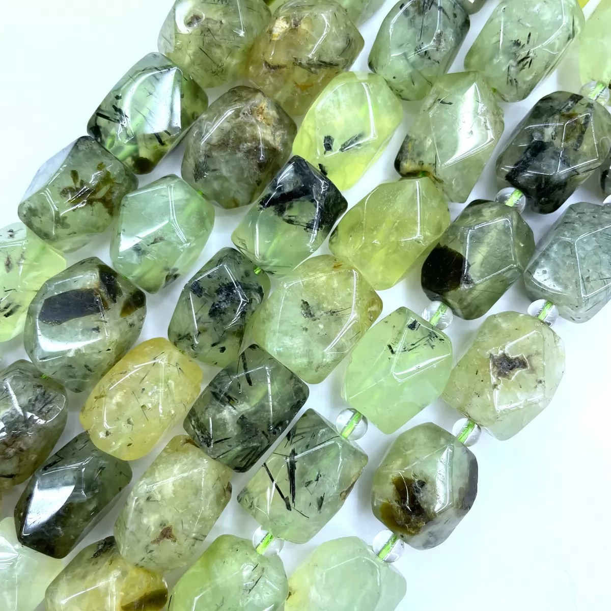 Prehnite, Irregular Faceted Nuggets,14x16mm, Approx 380mm