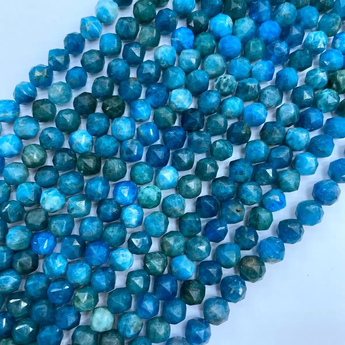 Apatite, Diamond Faceted Round,8-10mm, Approx 380mm
