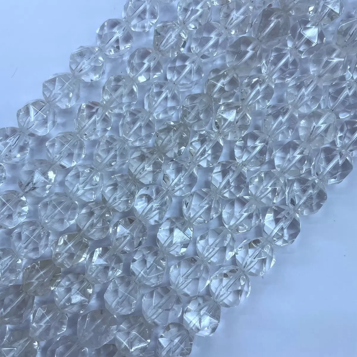 Crystal Quartz, Star Faceted Round,8-10mm, Approx 380mm