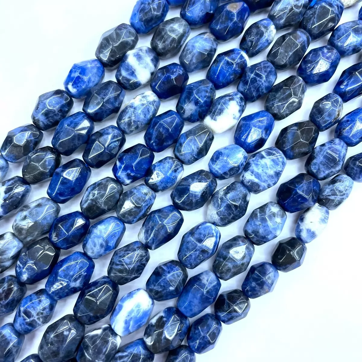 Sodalite, Irregular Faceted Nuggets,8x10mm, Approx 380mm