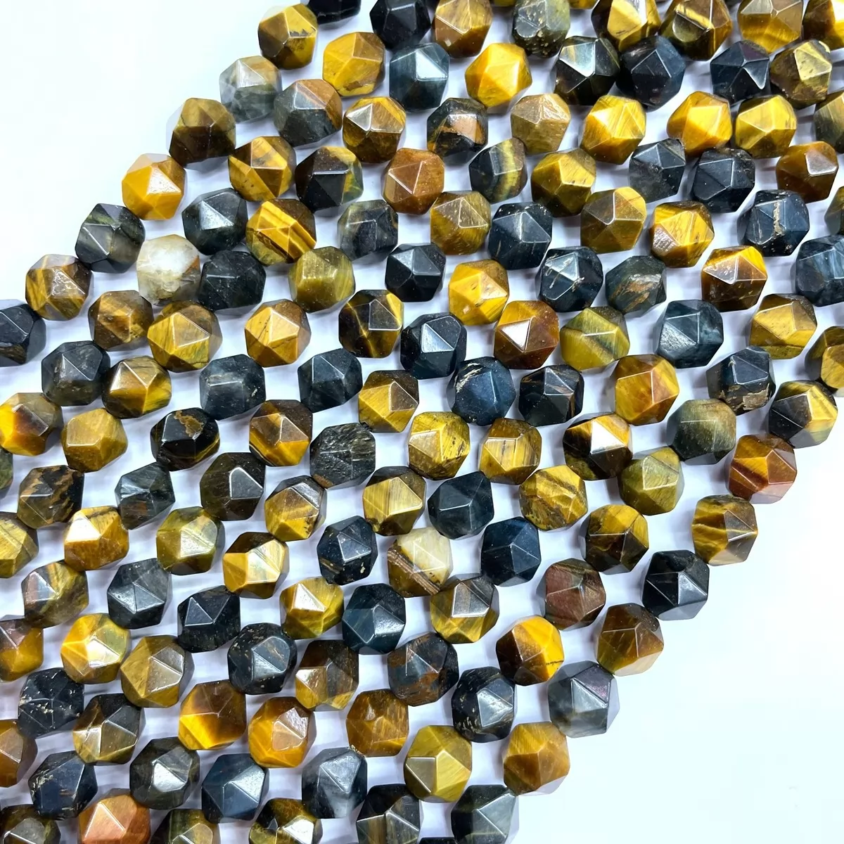 Yellow Blue Tiger Eye, Star Faceted Round,8-10mm, Approx 380mm