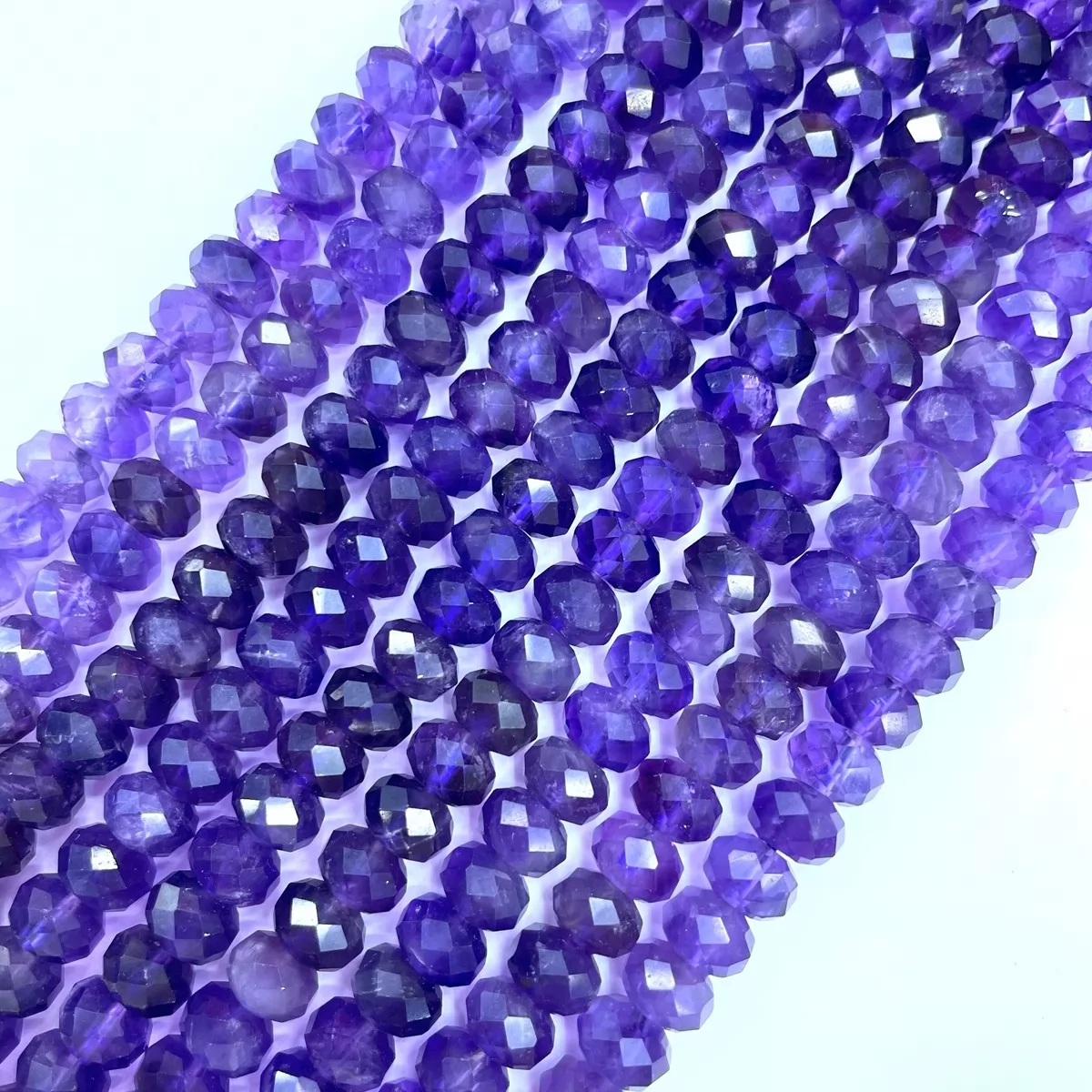 Amethyst, Faceted Rondelle, 6-10mm, Approx 380mm