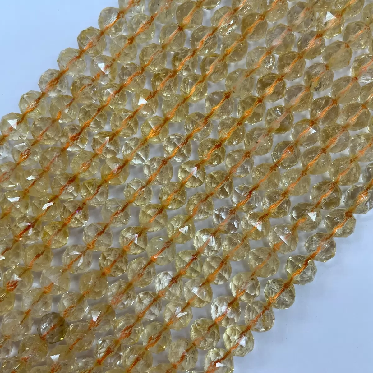 Citrine, Diamond Faceted Round,8-10mm, Approx 380mm