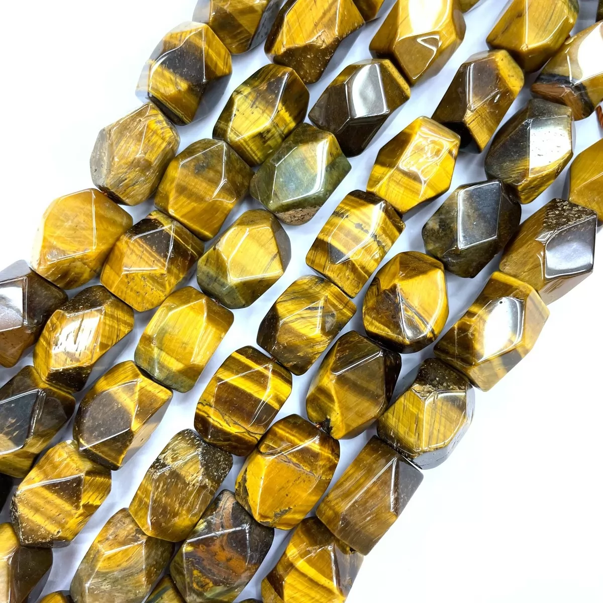 Yellow Tiger Eye, Irregular Faceted Nuggets,15x18mm, Approx 380mm