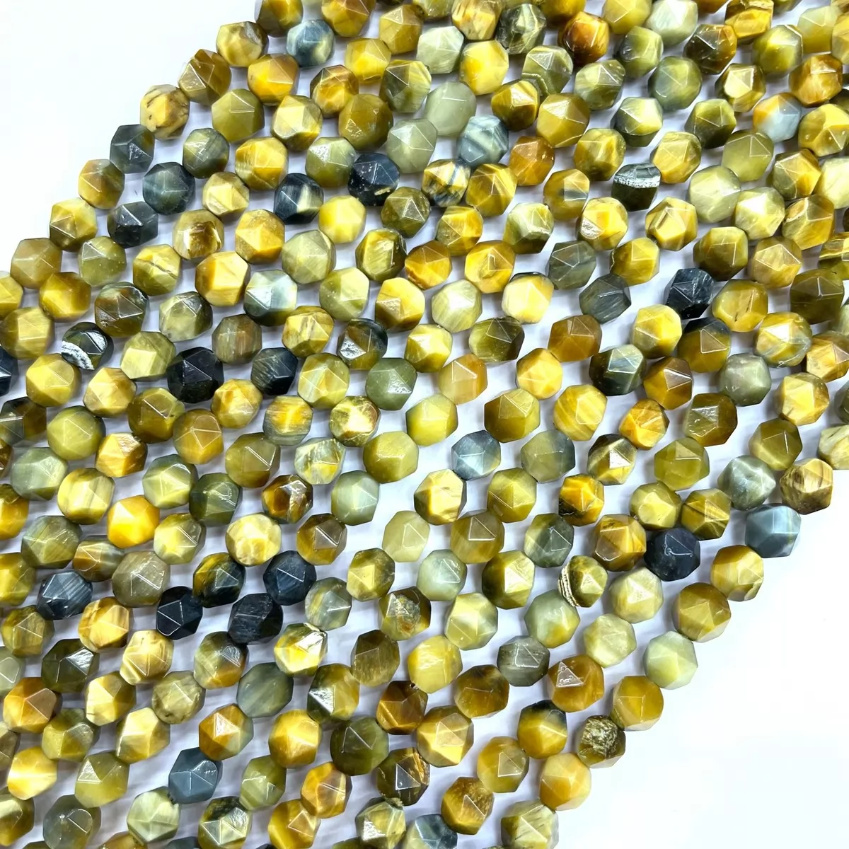 Golden Tiger Eye, Star Faceted Round,8-10mm, Approx 380mm