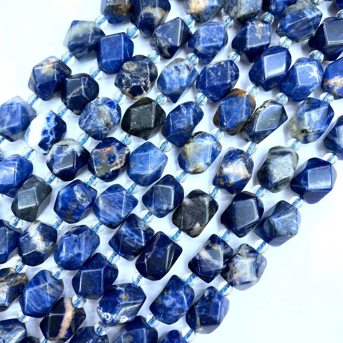 Sodalite, Irregular Faceted Nuggets,13x13mm, Approx 380mm