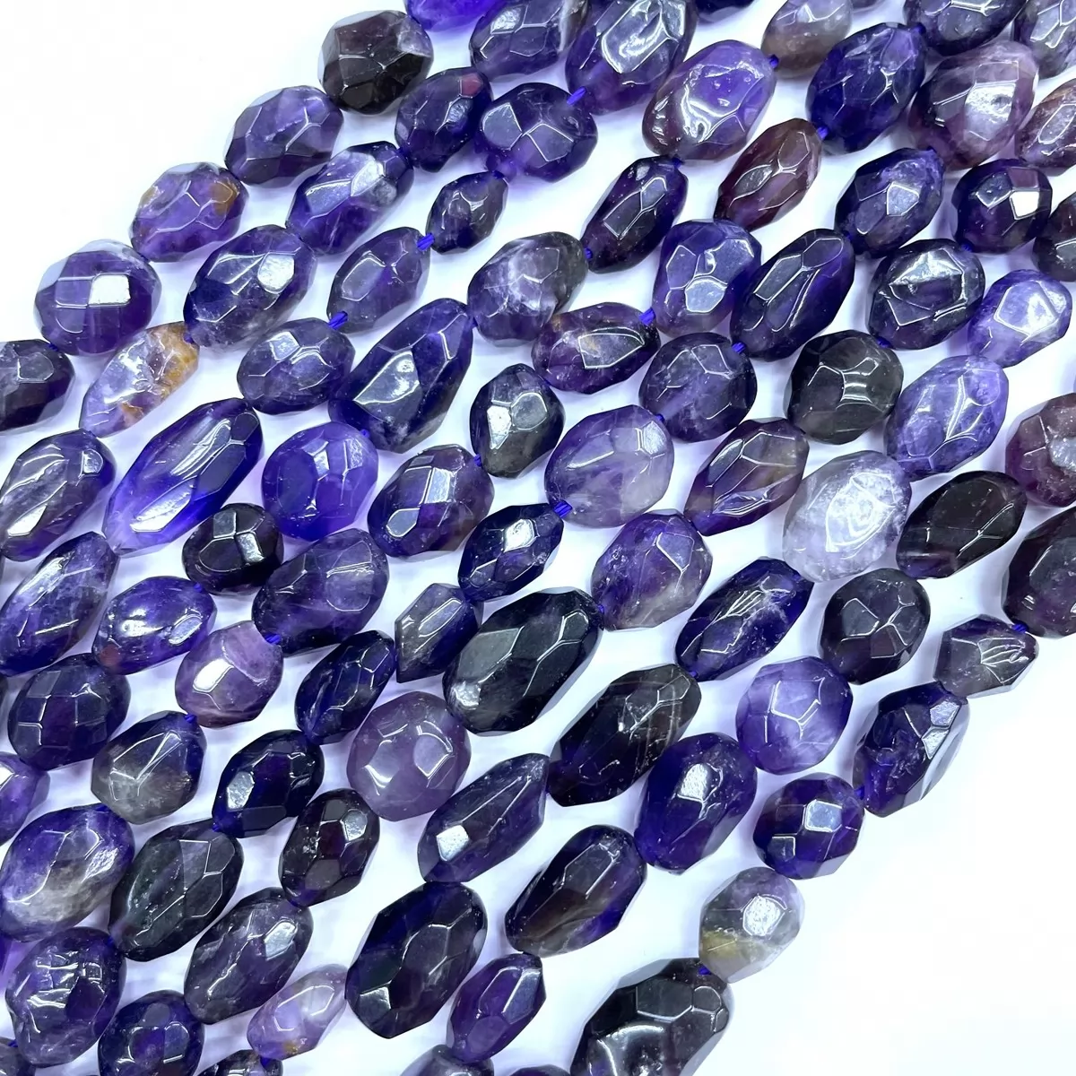 Amethyst, Irregular Faceted Nuggets,8x12mm, Approx 380mm