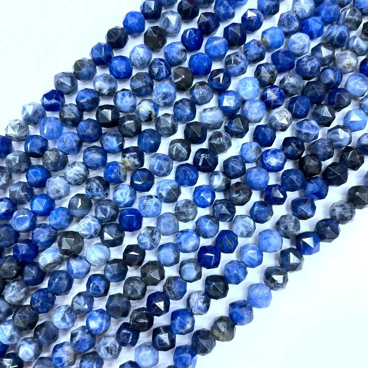 Sodalite, Diamond Faceted Round,8-10mm, Approx 380mm