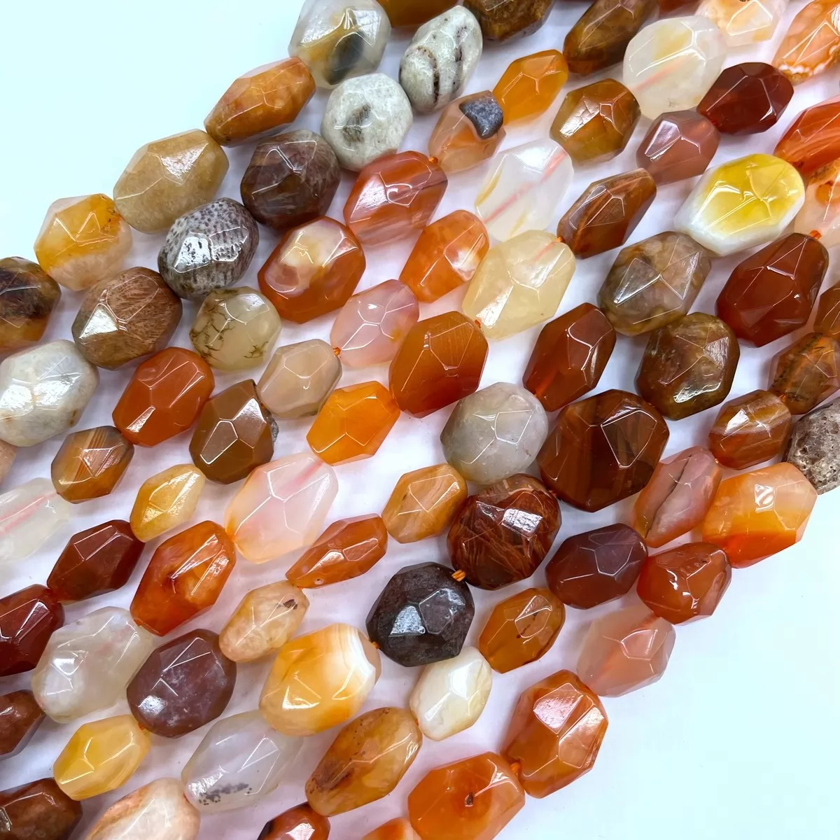 Carnelian, Irregular Faceted Nuggets,11x13mm, Approx 380mm