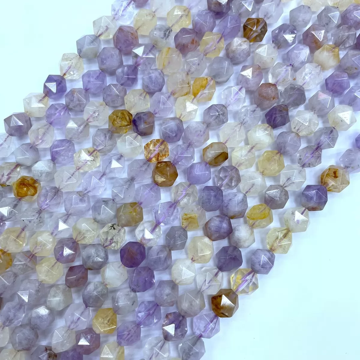 Amethyst Citrine, Star Faceted Round,8-10mm, Approx 380mm