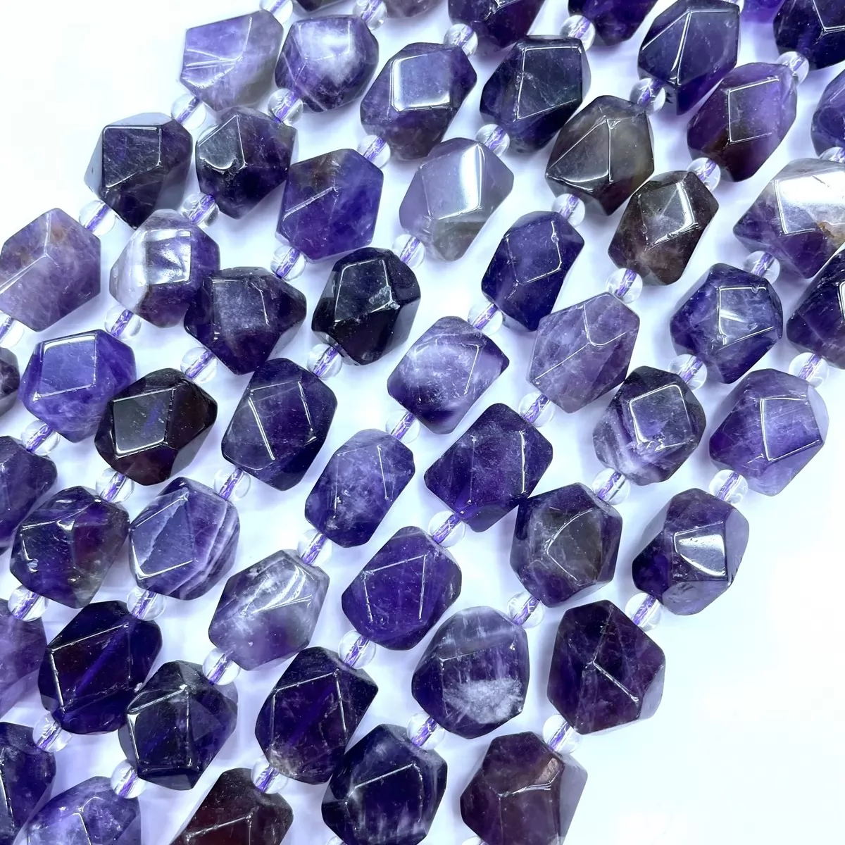 Amethyst, Irregular Faceted Nuggets,13x13mm, Approx 380mm