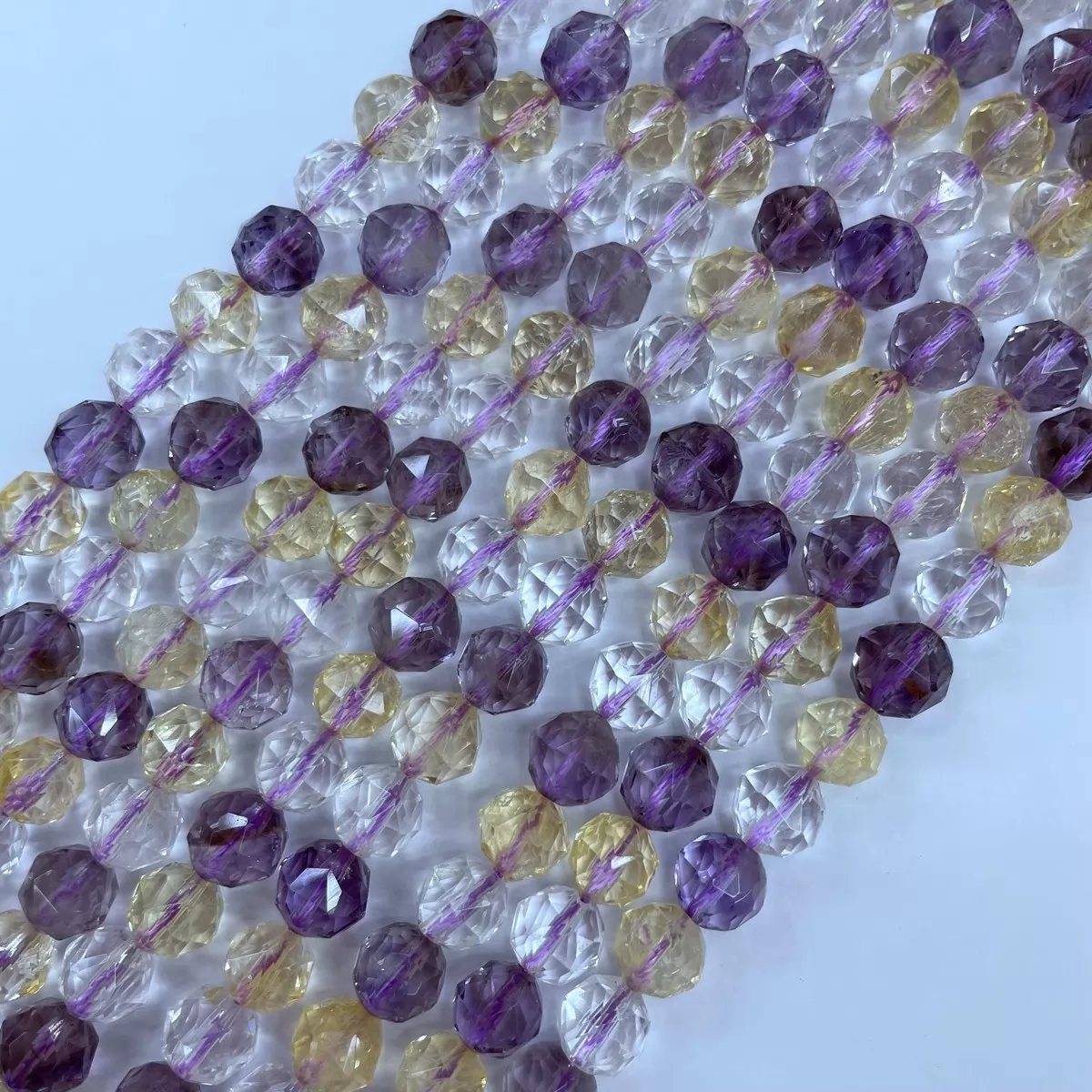 Amethyst Crystal Citrine, , Diamond Faceted Round,8-10mm, Approx 380mm