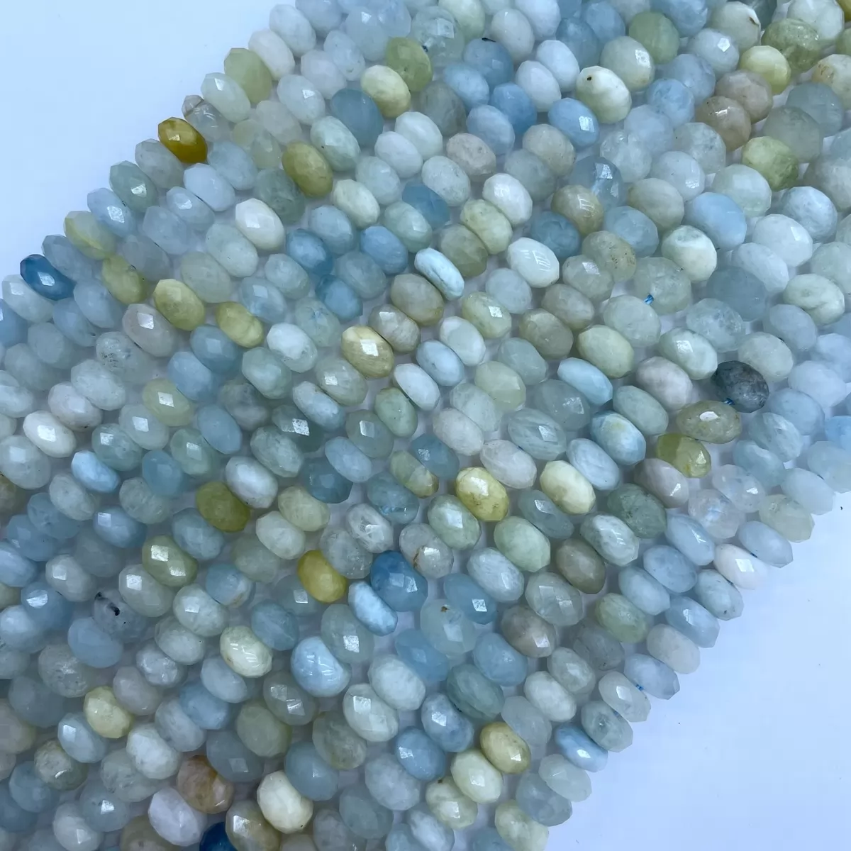 Multicolor Aquamarine, Faceted Rondelle, 6-10mm, Approx 380mm