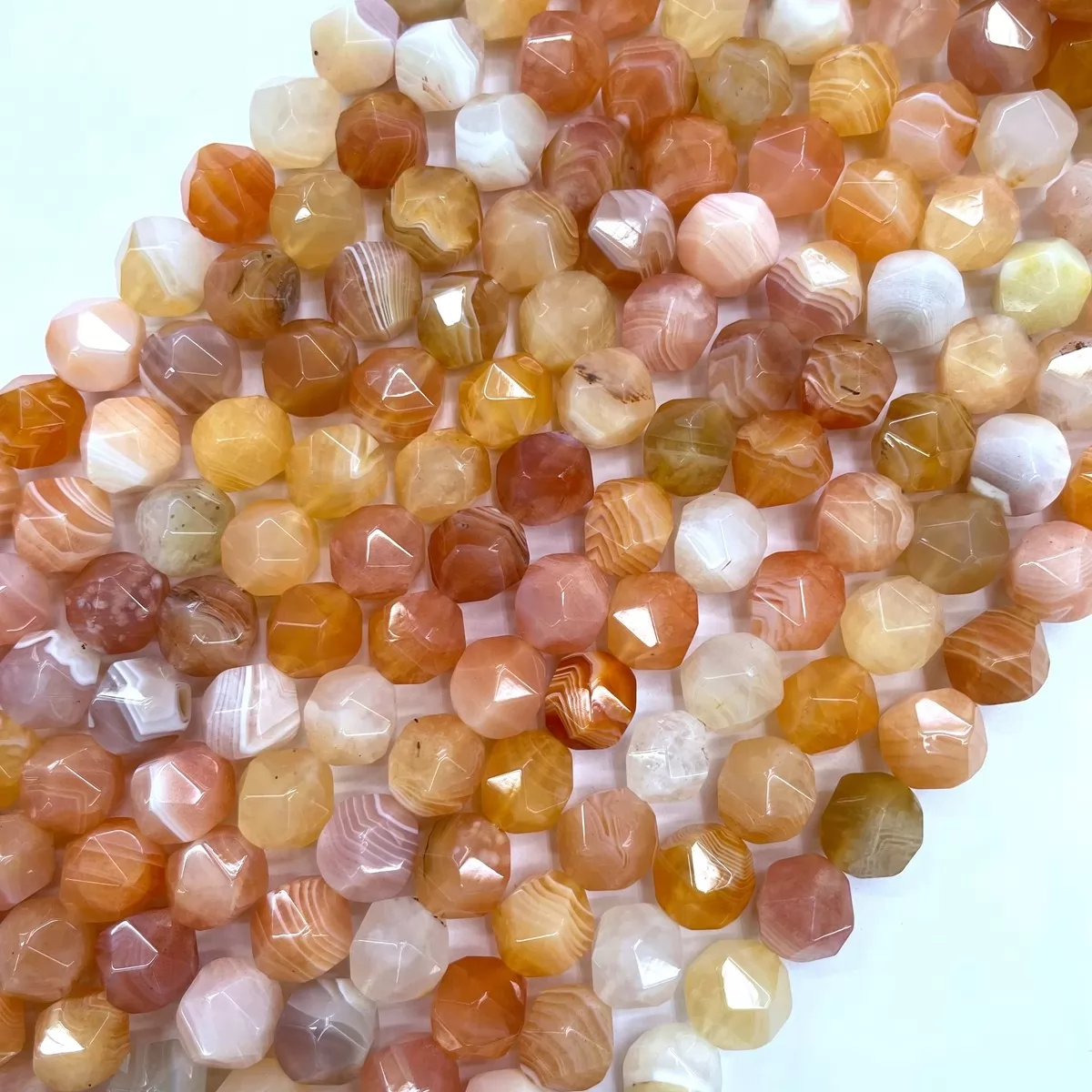 Pink Botswana Agate, Star Faceted Round,8-10mm, Approx 380mm