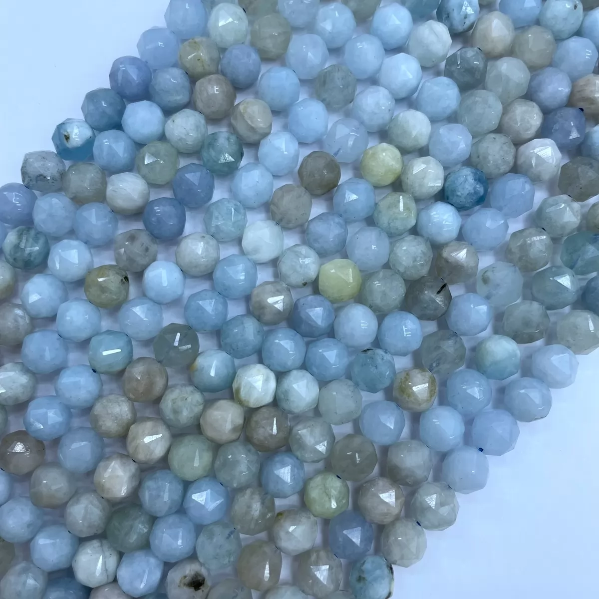 Multicolor Aquamarine, Diamond Faceted Round,8-10mm, Approx 380mm