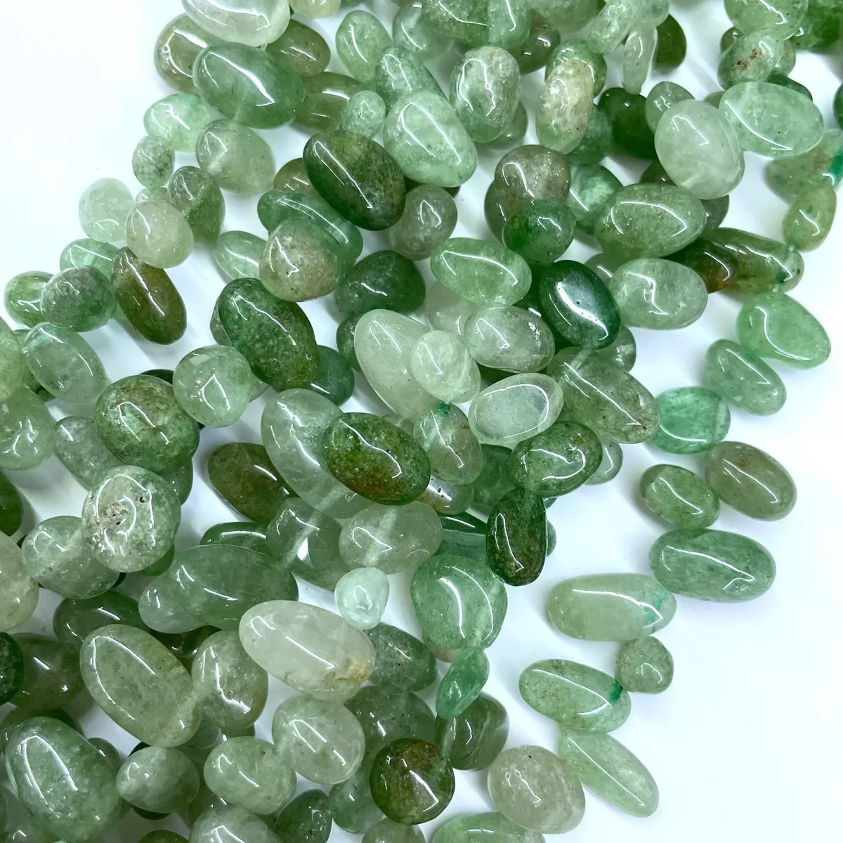 Green Strawberry Quartz, Top Drilled Drop Style Chips, Approx 8-10mm x 12-14mm Approx 380mm