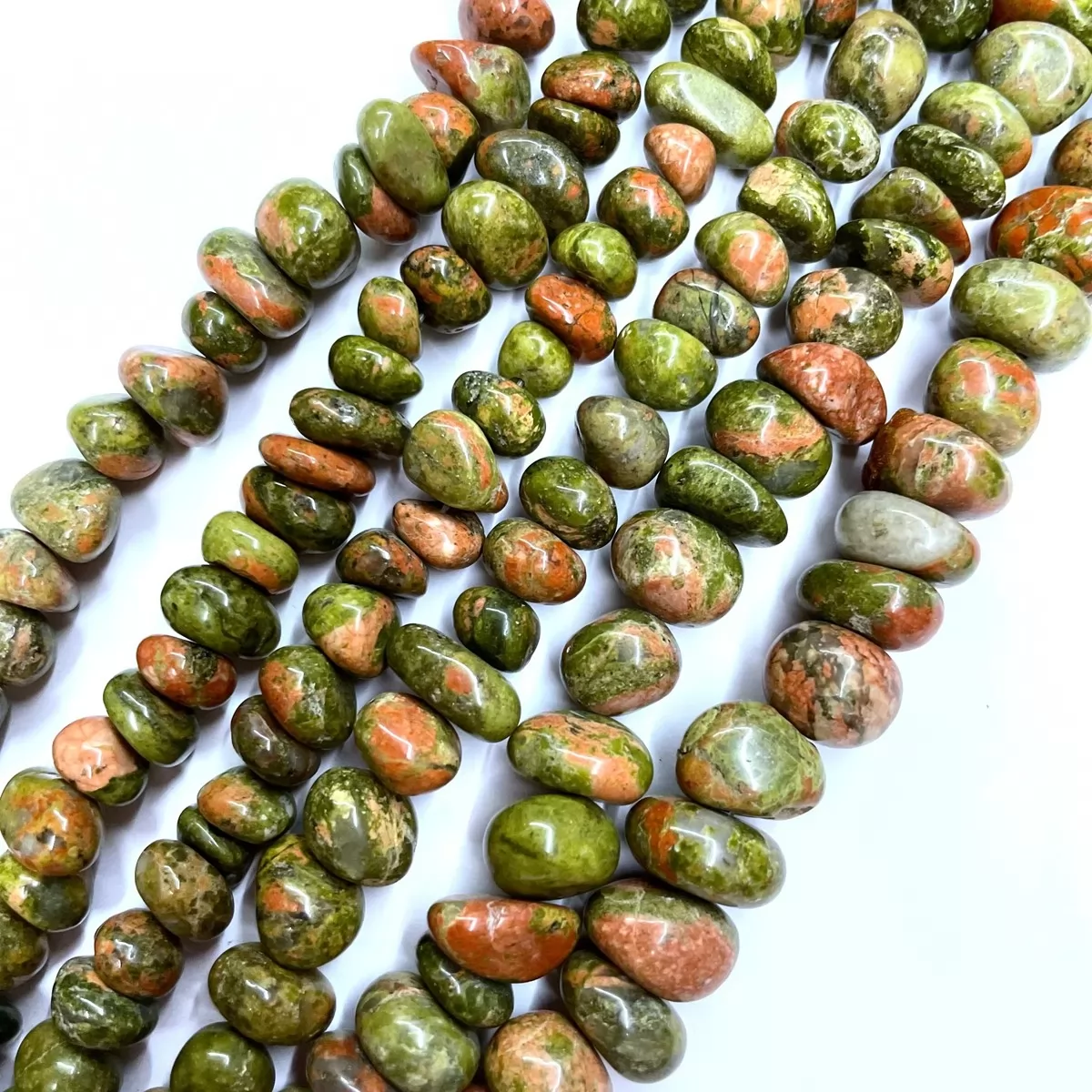 Unakite, Center Drilled Chips, Approx 8mm x 10-12mm, Approx 380mm