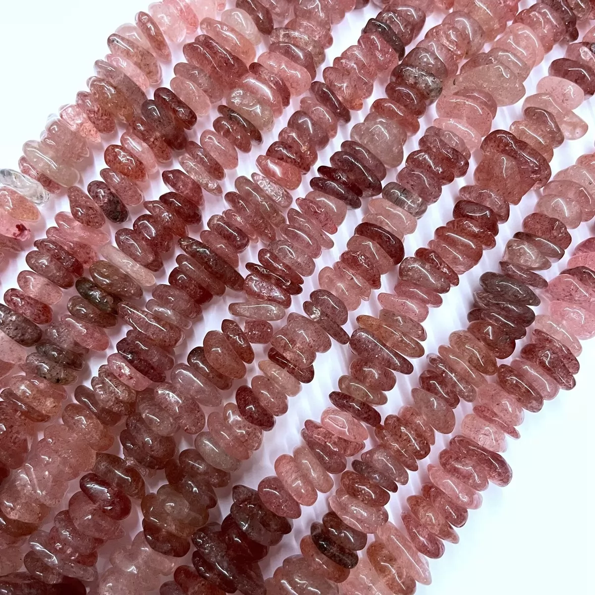 Strawberry Quartz,  Chunky Chips, Approx 8-15mm Approx 380mm