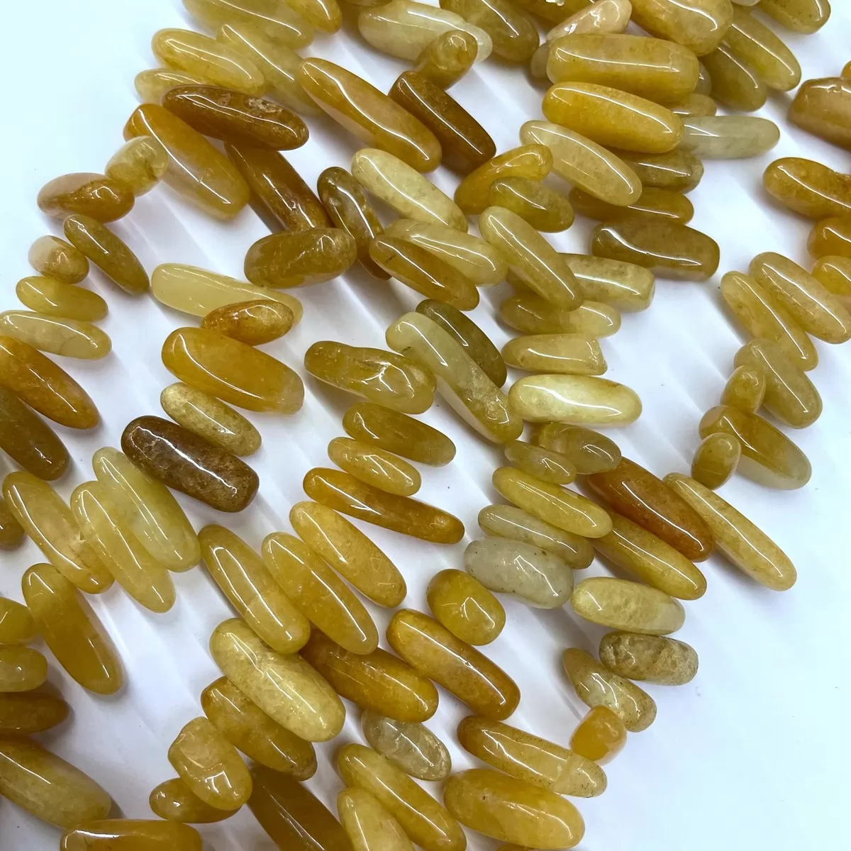 Yellow Jade Natural, Long Chips, Approx 6x18mm, Approx 380mm