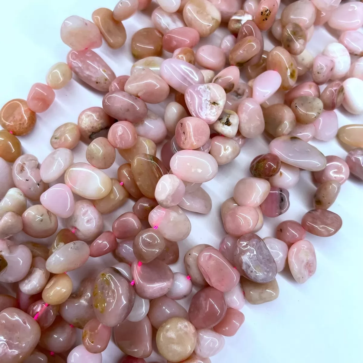 Pink Peruvian Opal, Top Drilled Drop Style Chips, Approx 8-10mm x 12-14mm Approx 380mm
