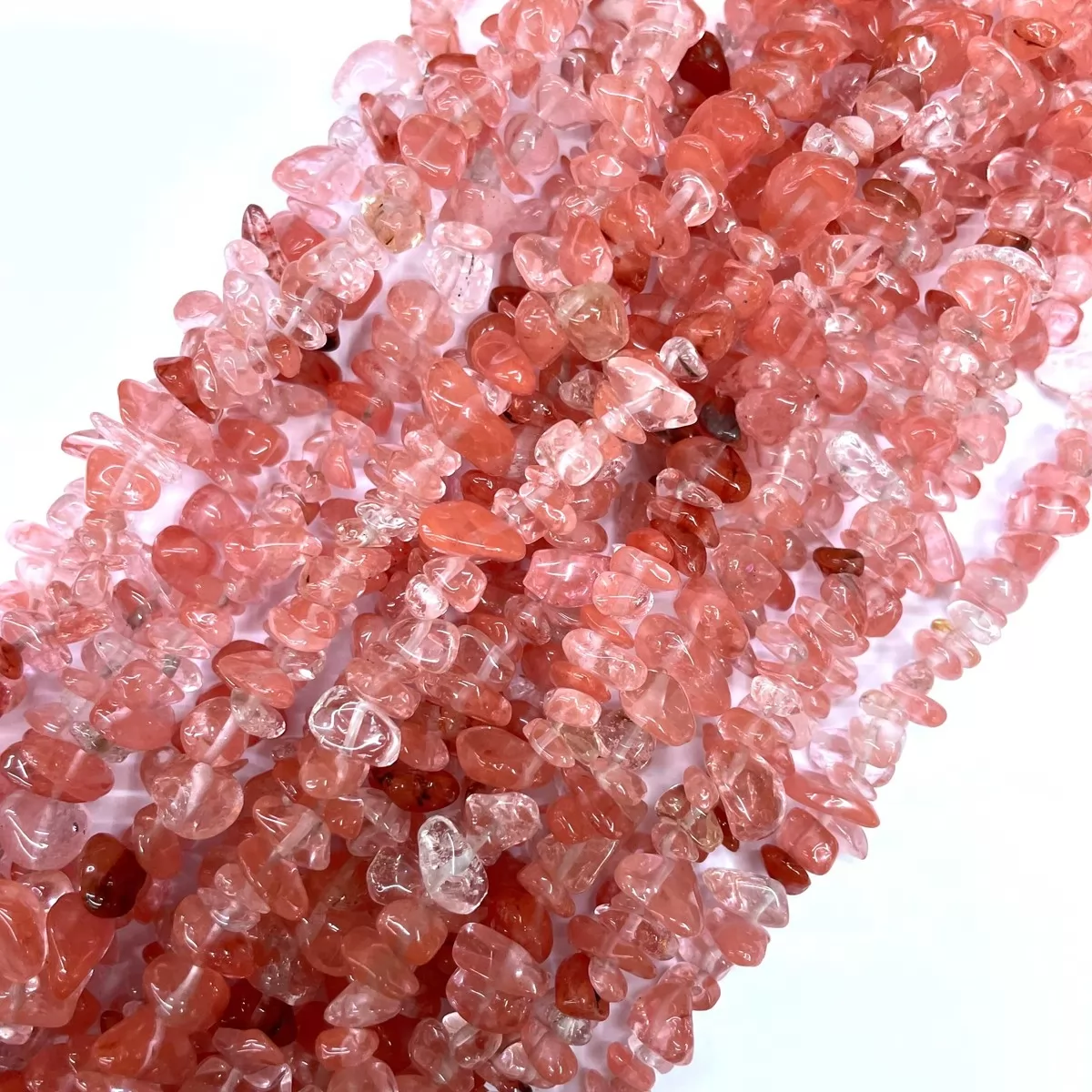 Cherry Quartz, 32'' Chips, Approx 5-8mm