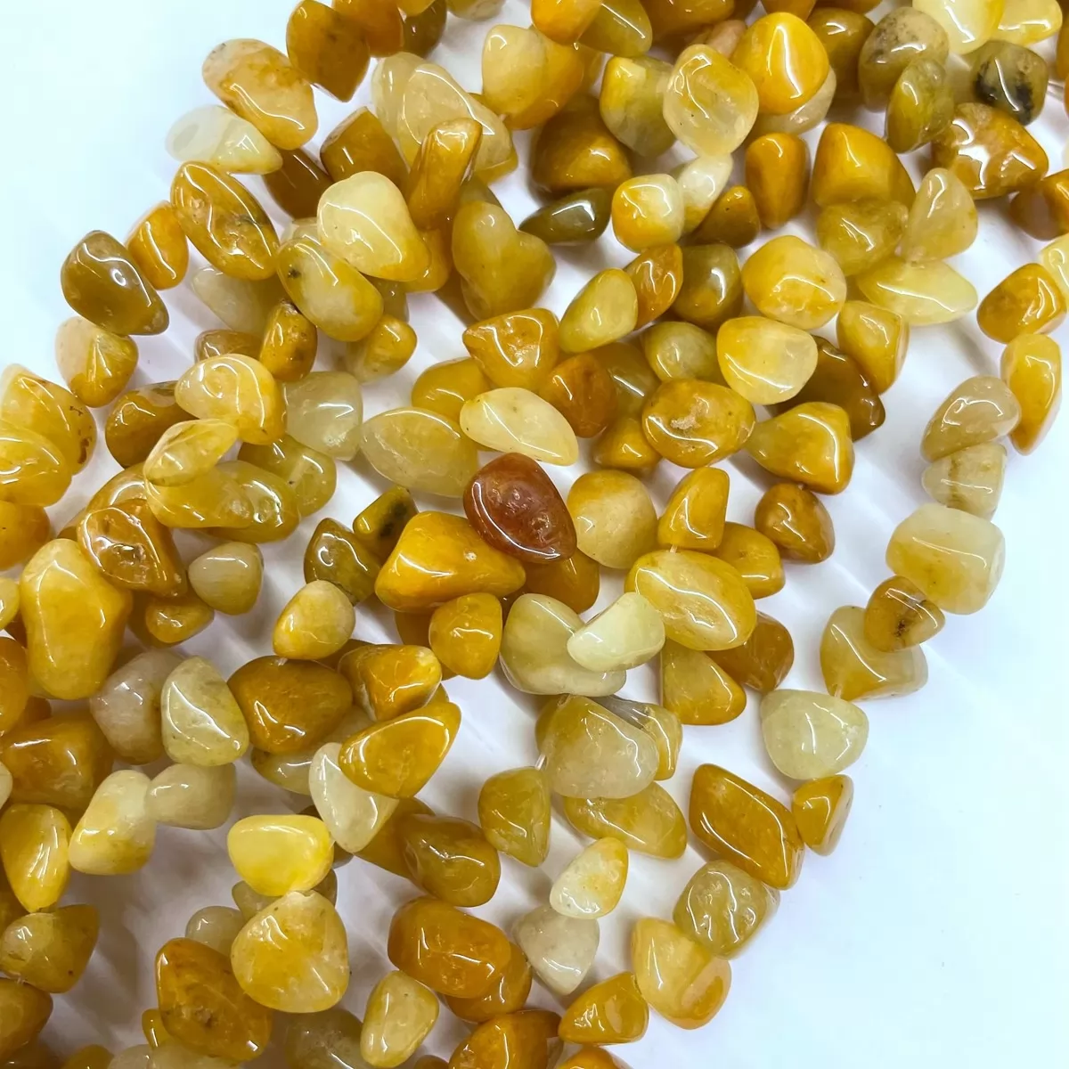 Yellow Jade Natural, Top Drilled Drop Style Chips, Approx 8-10mm x 12-14mm Approx 380mm