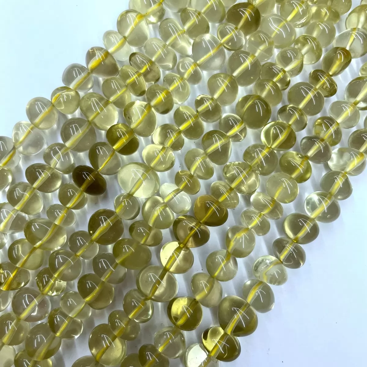Lemon Jade, Center Drilled Chips, Approx 8mm x 10-12mm, Approx 380mm