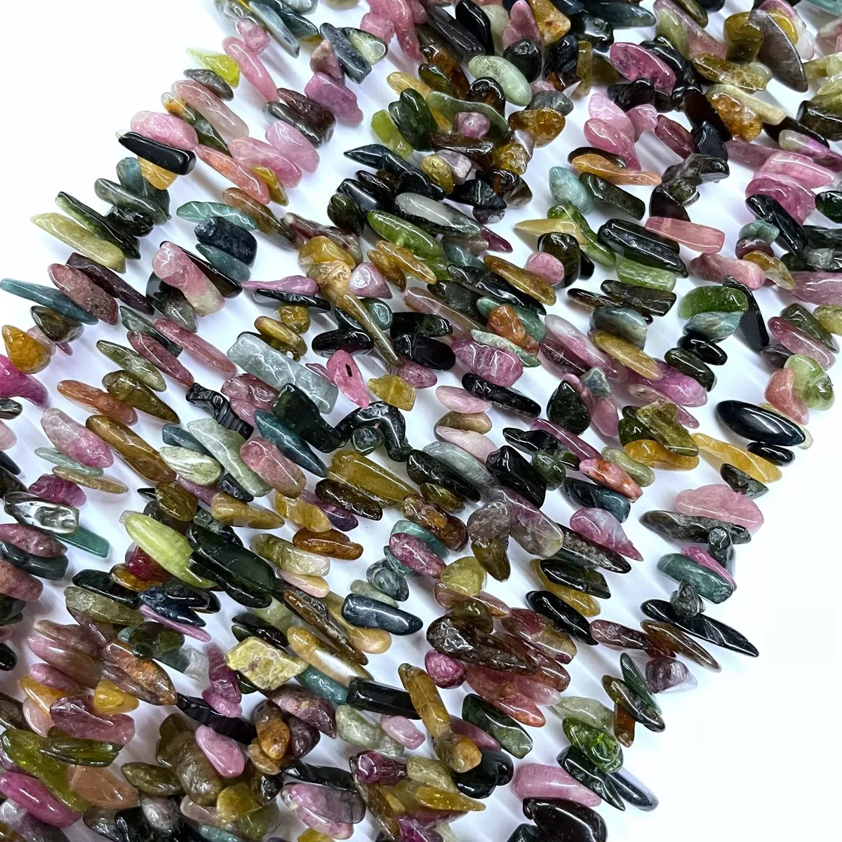 Multicolor Tourmaline, Long Chips, Approx 6x18mm, Approx 380mm