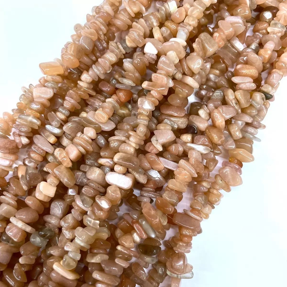 Peach Moonstone, 32'' Chips, Approx 5-8mm