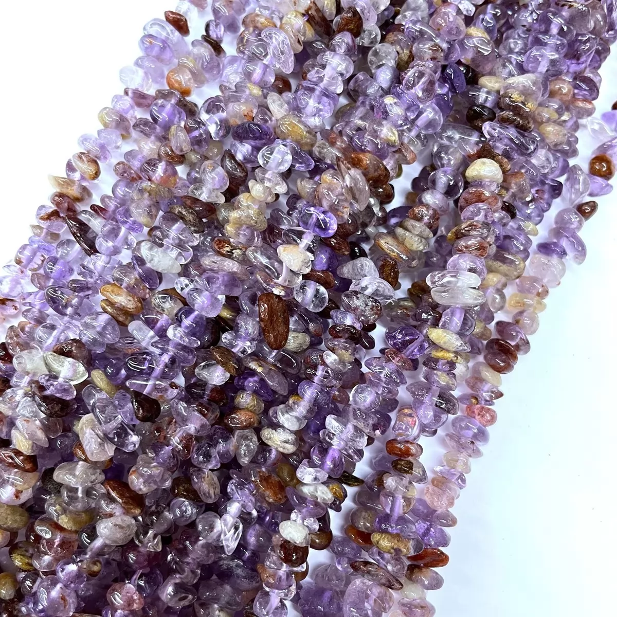 Purple Phantom Quartz, 16'' Chips, Approx 5-8mm