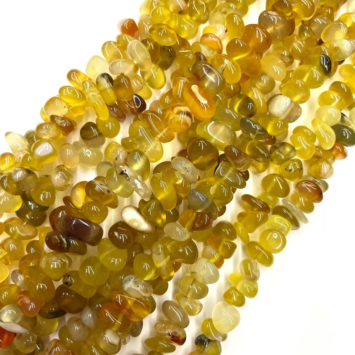Yellow Opal, Center Drilled Chips, Approx 8mm x 10-12mm, Approx 380mm
