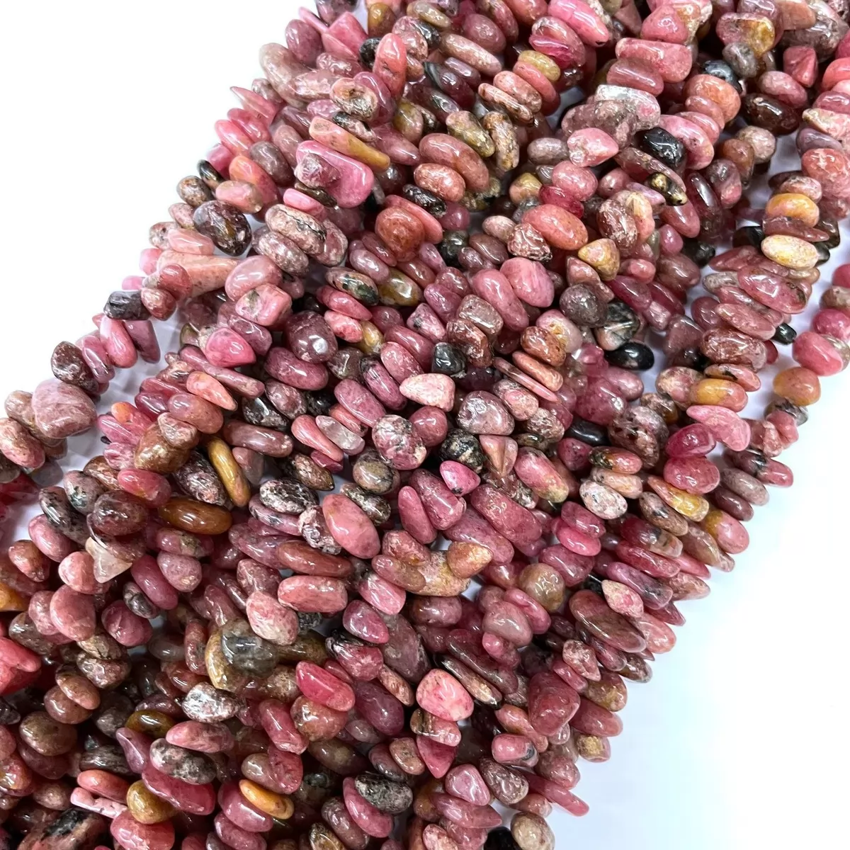 Rhodonite Black Veined Pink, 32'' Chips, Approx 5-8mm