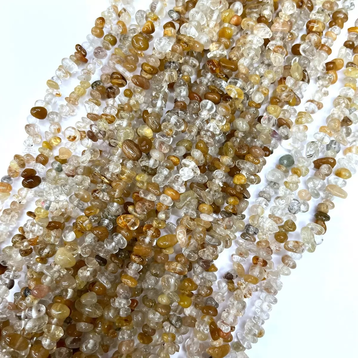 Multicolor Rutilated Quartz, 32'' Chips, Approx 3-5mm