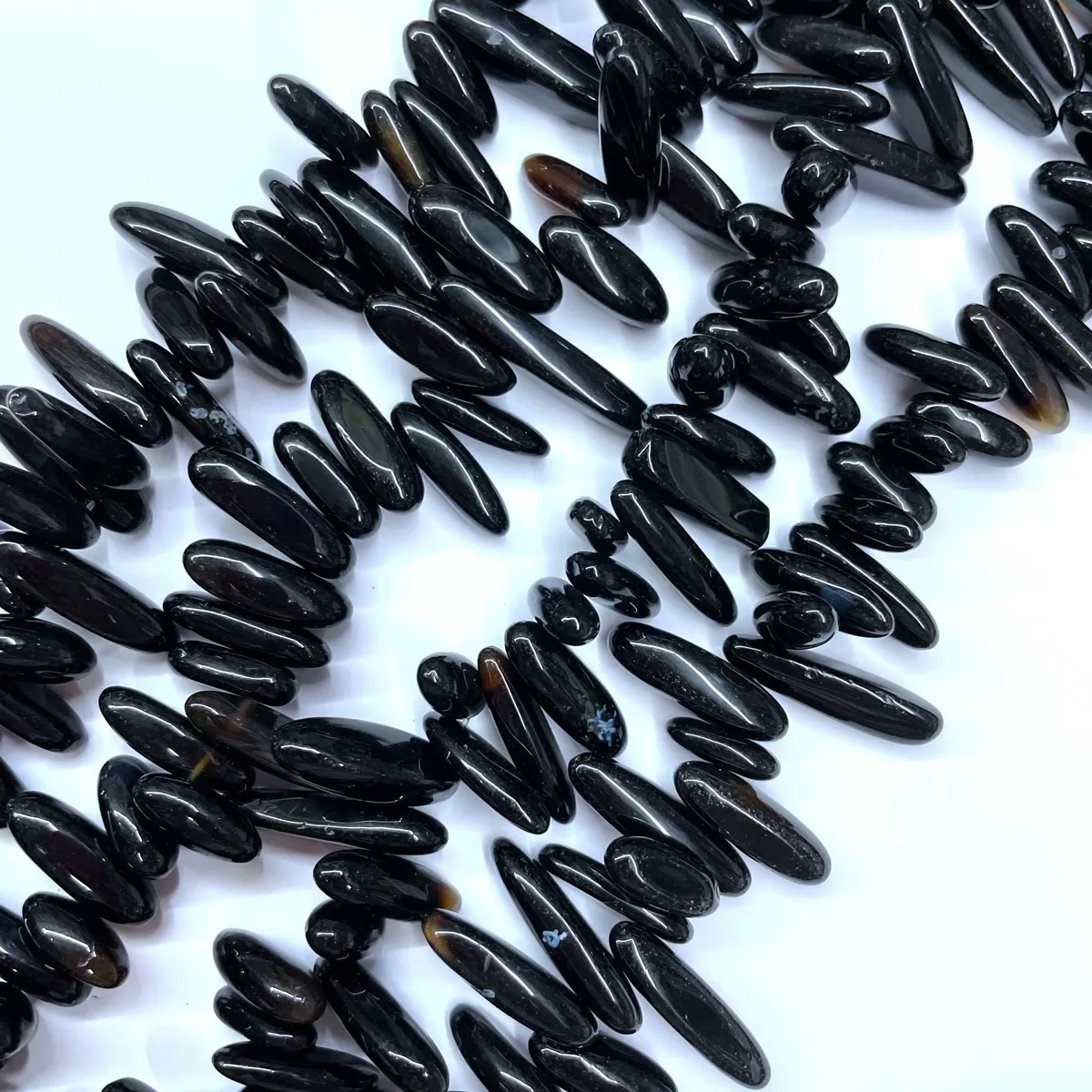 Black Onyx, Long Chips, Approx 6x18mm, Approx 380mm