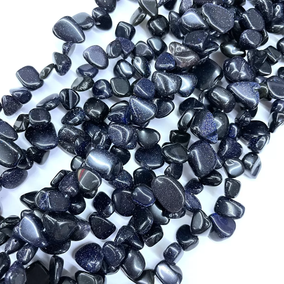Blue Goldsand, Top Drilled Drop Style Chips, Approx 8-10mm x 12-14mm Approx 380mm