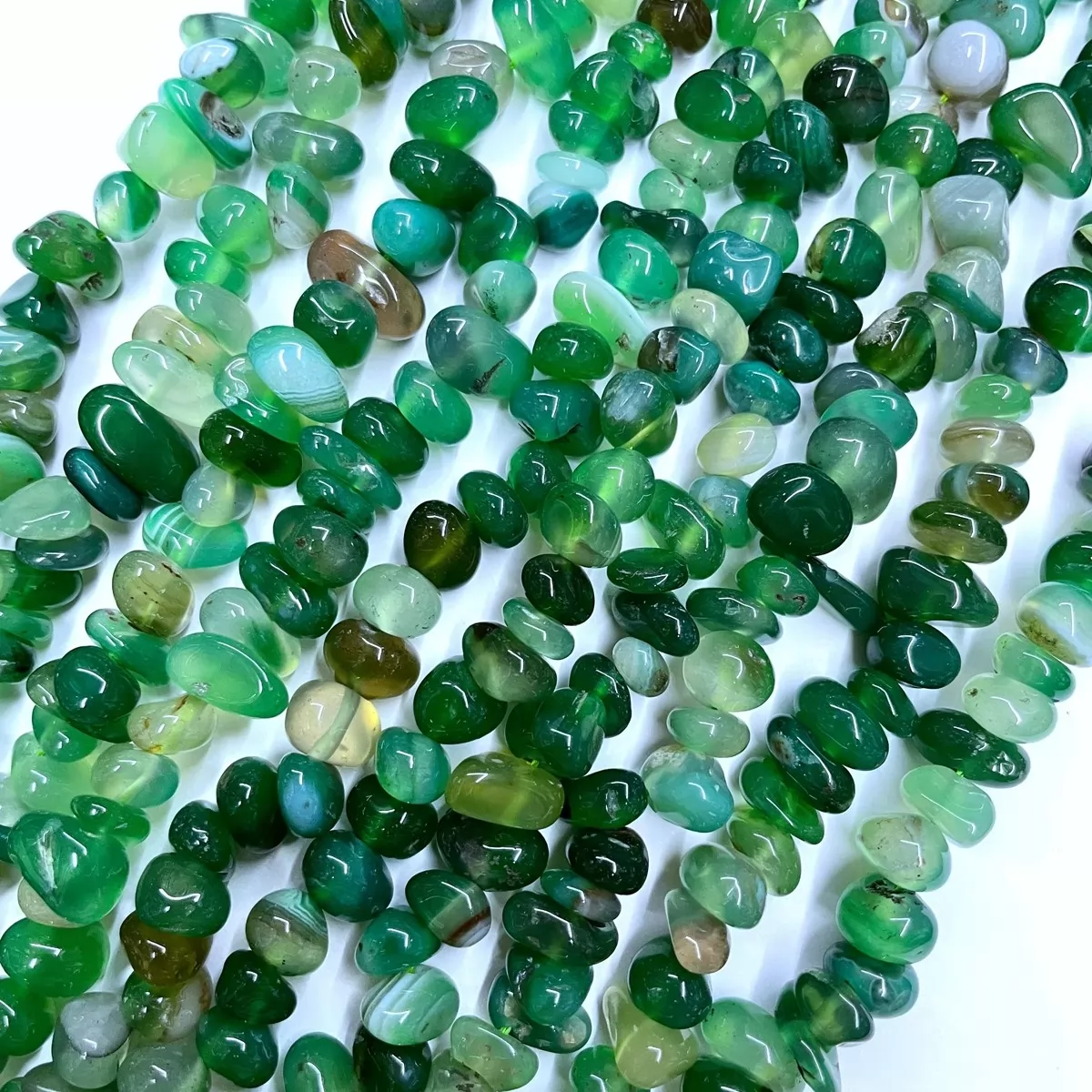 Green Agate, Center Drilled Chips, Approx 8mm x 10-12mm, Approx 380mm