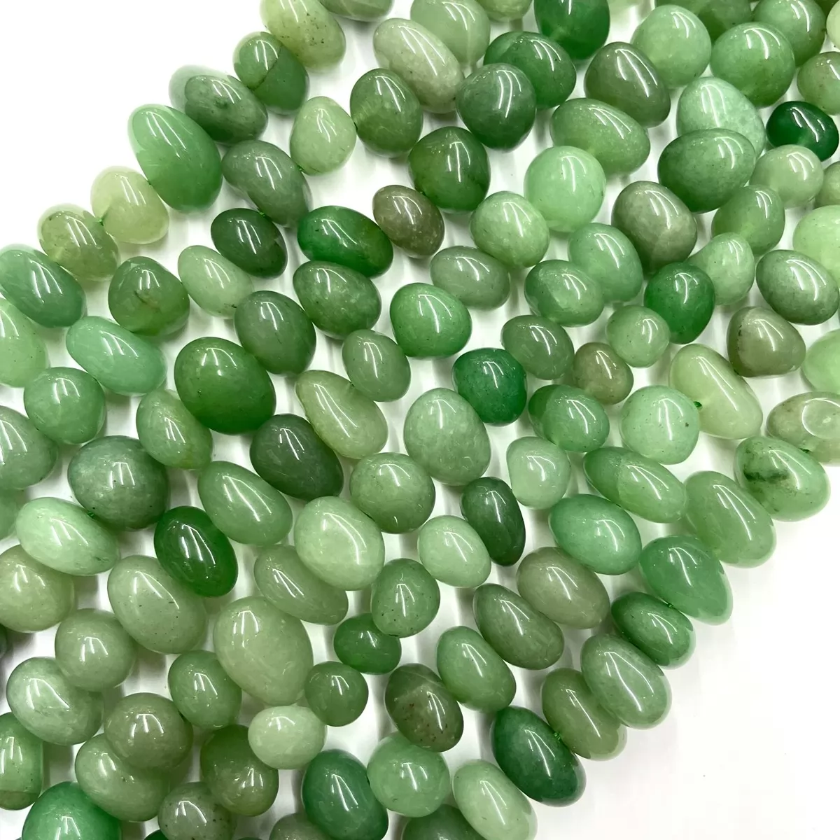 Green Aventurine, Center Drilled Chips, Approx 8mm x 10-12mm, Approx 380mm