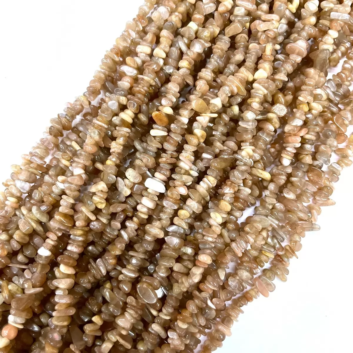 Peach Moonstone, 32'' Chips, Approx 3-5mm