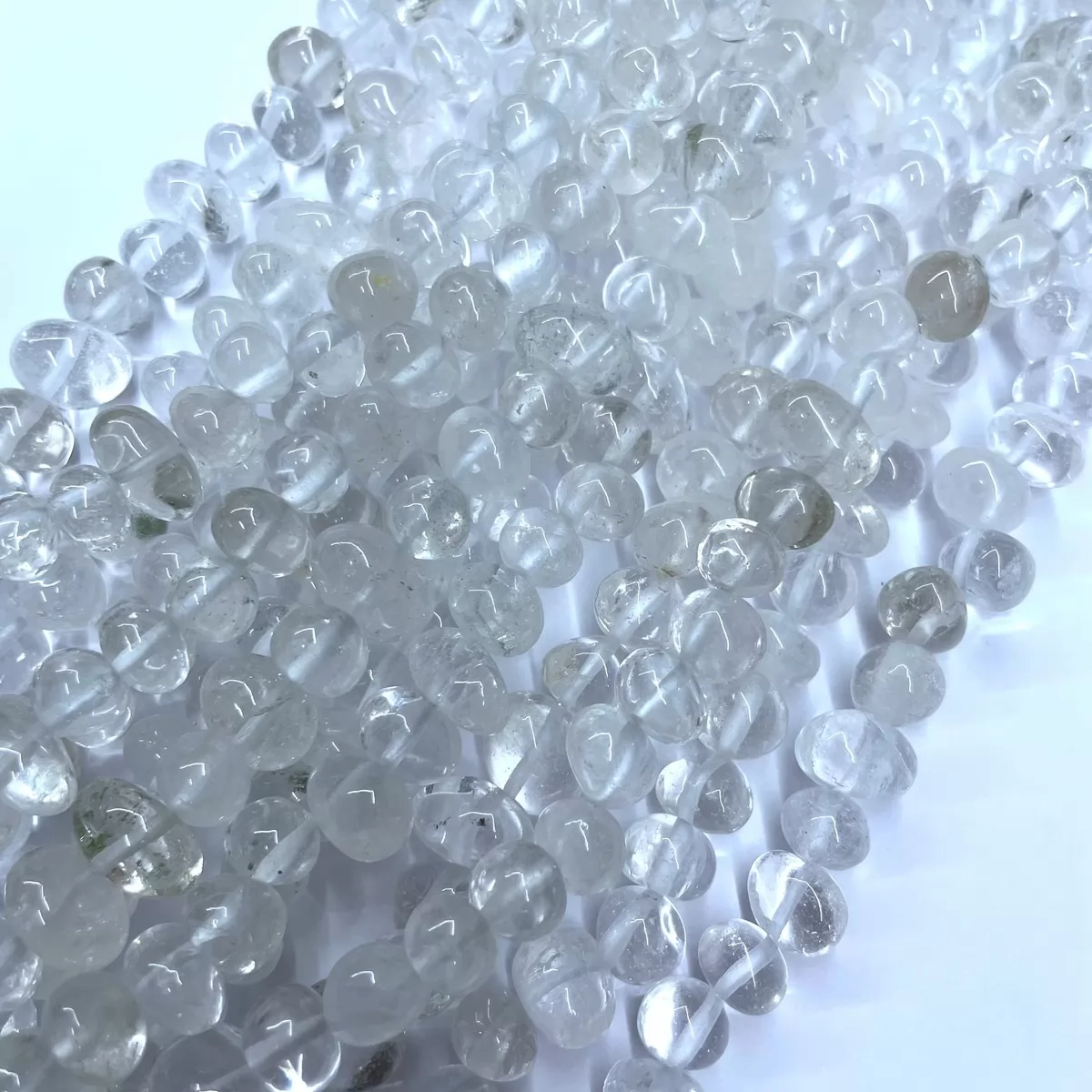 Crystal Quartz, Center Drilled Chips, Approx 8mm x 10-12mm, Approx 380mm